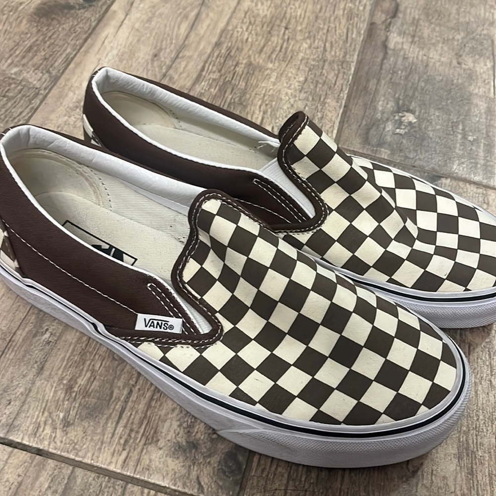Vans brown checkerboard print size 8.5